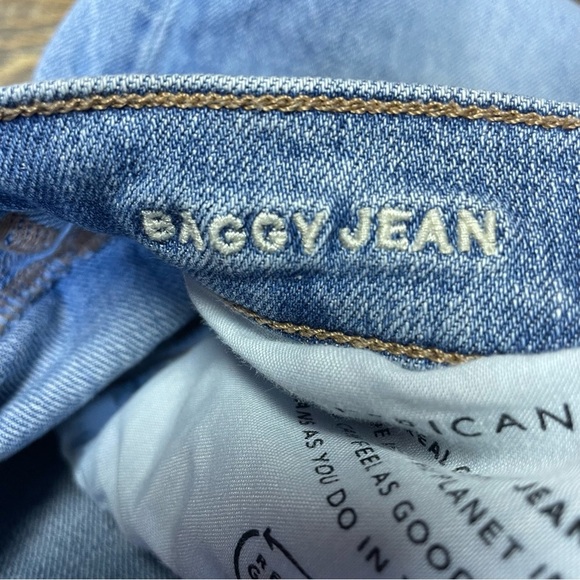 American Eagle Baggy Jeans Womens 2 High Rise Straight Leg Blue Denim Distressed - Picture 8 of 10